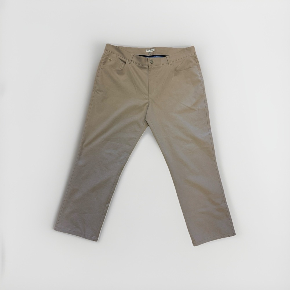 Peter‎ Millar Pants Mens 38x24* Hemmed Short Tan Khaki Golf Casual Flat Front